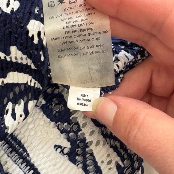 Title Nine Hooded Navy White Swim Cover Up Size Small - Picture 5 of 7